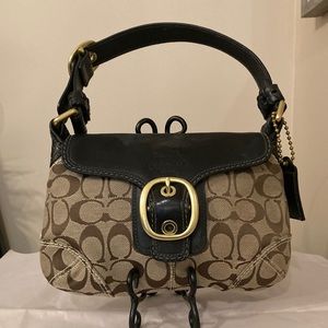 COACH Tan and Black Shoulder Bag